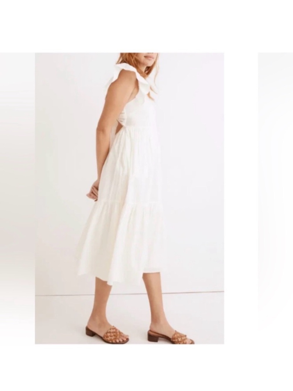 Madewell Cream Square-Neck Tie Back Dress - Picture 9 of 9